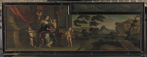 Sainte Cécile jouant de l'orgue, avec paysage, 1734, 