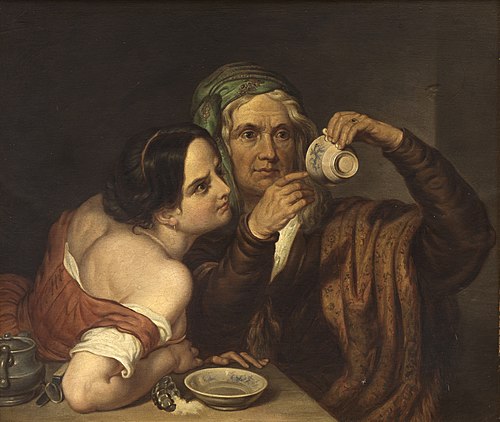 Two women with a cup, , 