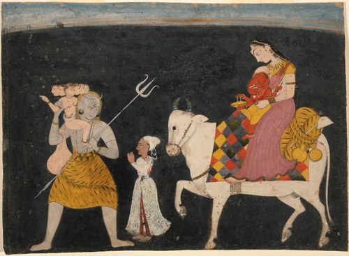Shiva, Parvati, Kartiklyya and Ganesha Traveling, 1714, 
