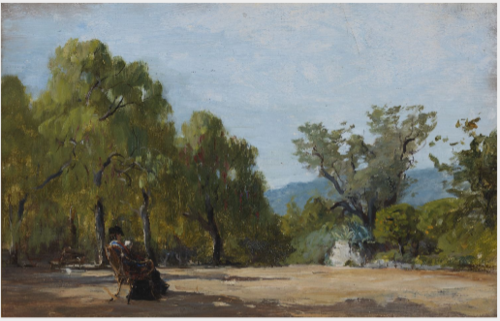 A View in a Park with the Seated Figure of a Lady, 1900, 