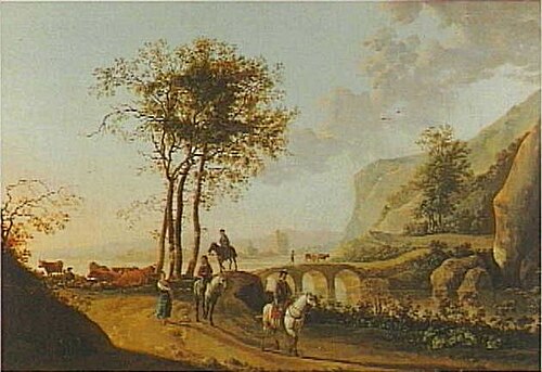 Landscape with horsemen and herdsmen, 1644, 