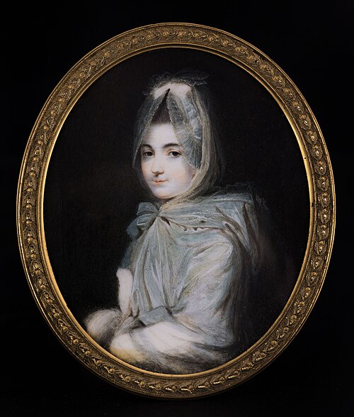 Portrait d'une jeune femme en mante bleutée, 1780, 