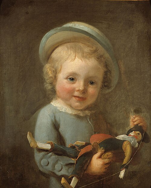 Portrait d'un garçonnet tenant un polichinelle, 1701, 