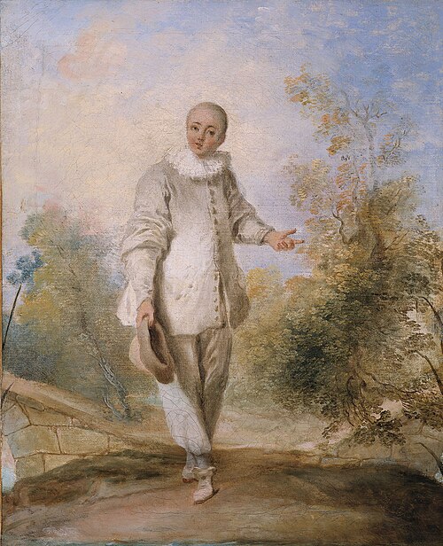 Pierrot debout, dans un paysage, 1701, 