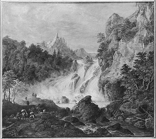 Wasserfall mit Burg, 1842, Johann Jakob Dorner