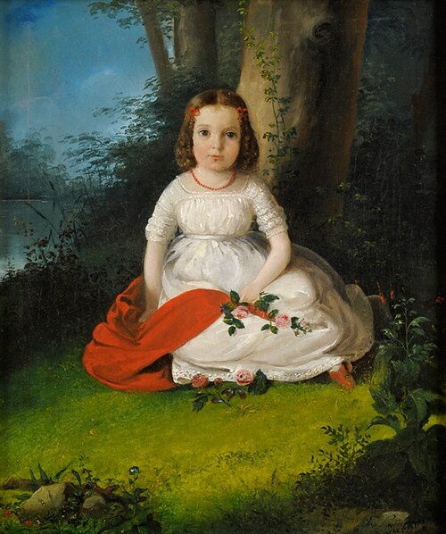 Dziewczynka z czerwonym szalem, 1842, 