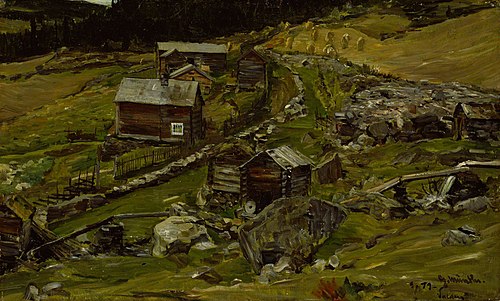 Farm in Valdres, 1879, Gerhard Munthe