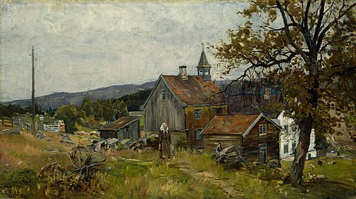 Farm, Vik at Stange, 1884, Gerhard Munthe