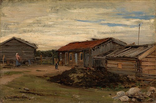 Country Courtyard, 1875, Gerhard Munthe