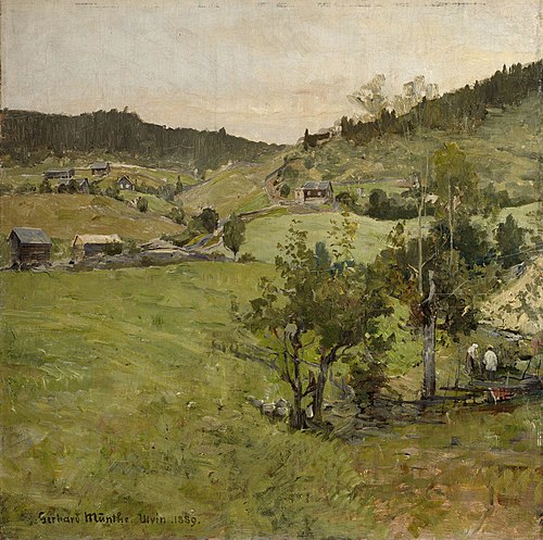 Cotters' farms, 1889, Gerhard Munthe
