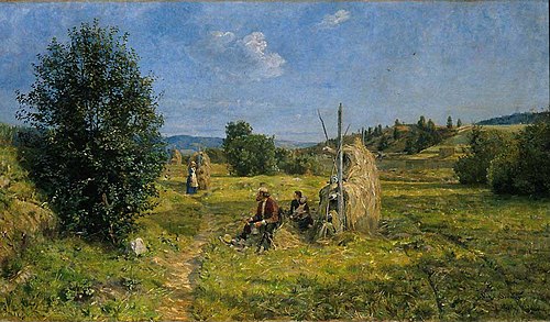 Haymaking, Vik at Stange, 1884, Gerhard Munthe