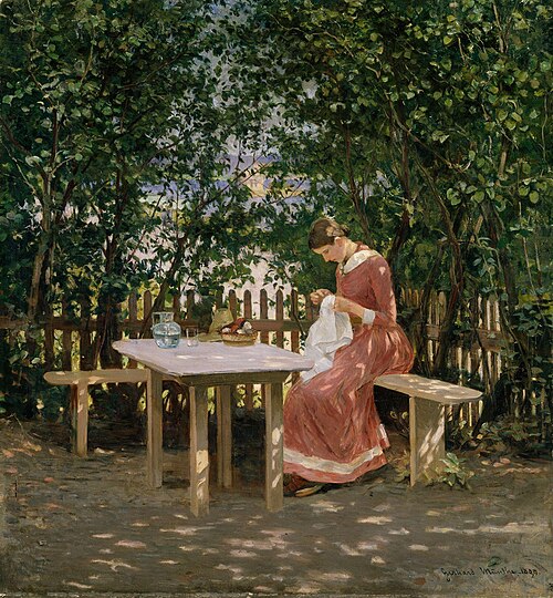 The Artist's Wife in the Arbour, 1889, Gerhard Munthe