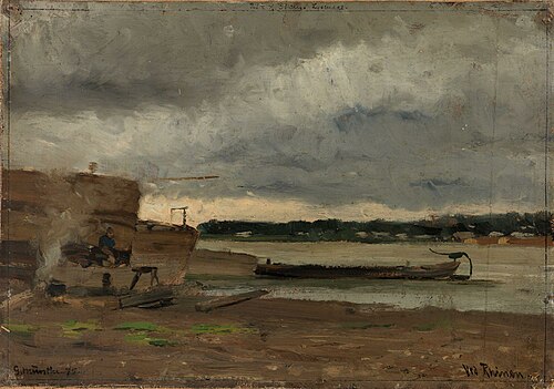 View of the Rhine near Düsseldorf, 1875, Gerhard Munthe