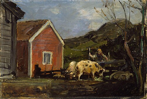 Pigs in Moonlight, 1880, Gerhard Munthe