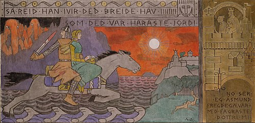 Åsmund and the Princess riding Home, 1900, Gerhard Munthe