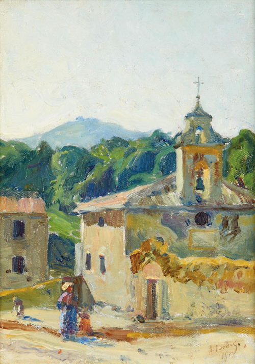 Trecho de aldeia com figuras, 1918, Alves Cardoso