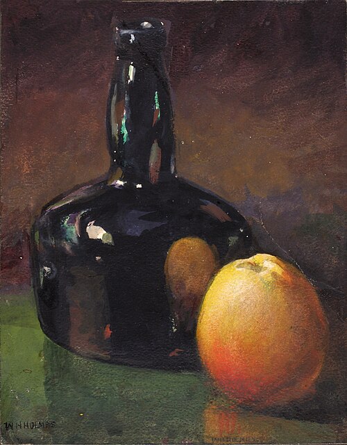 Still Life--Apples and Bottle, 1889, William Henry Holmes