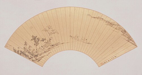 程嘉燧秋游赏月扇页, , Cheng Jiasui