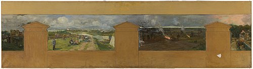 Esquisse pour la mairie de Vanves. Vue de Vanves avec fort de Vanves, 1902, Paul Schmitt