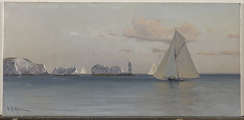 Britannia running before the wind off the Needles, 1894, Eduardo De Martino