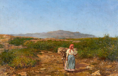 Paisagem campestre com a serra de Sintra ao fundo, 1900, Ernesto Ferreira Condeixa