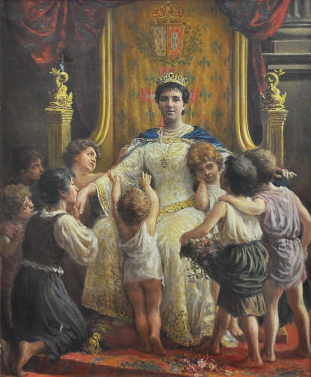 Rainha D. Amélia e meninos, 1900, Ernesto Ferreira Condeixa