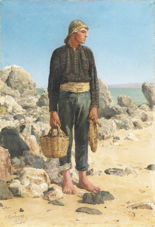 View of beach with fisherman, 1896, Ernesto Ferreira Condeixa