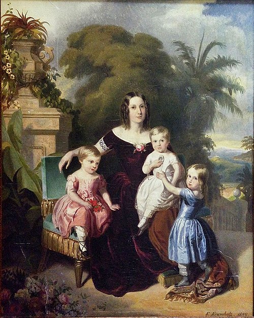 From left to right: Leopoldina, Teresa Cristina, Pedro Afonso and Isabel, Pedro II's family, 1849, Ferdinand Krumholz
