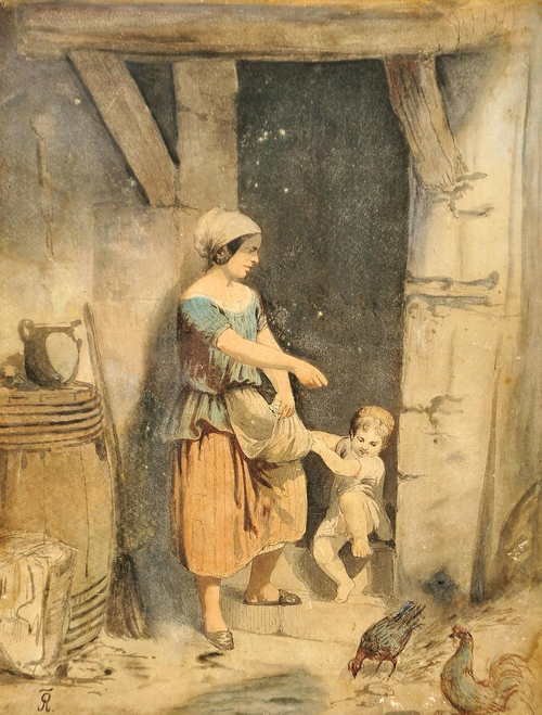 Alimentando as galinhas, 1900, Francisco José Resende