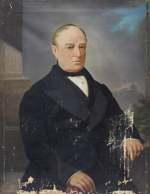 Retrato de Senhor com vista do Convento da Serra do Pilar, 1870, Francisco José Resende