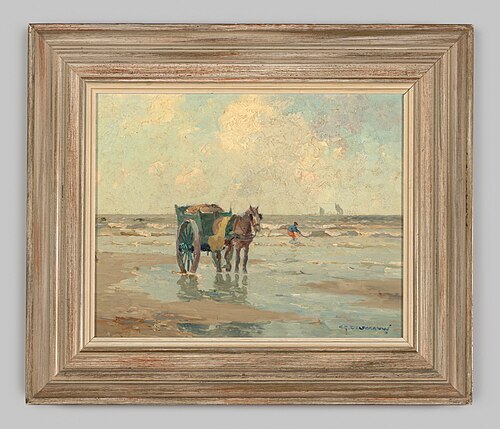 Strandgezicht met een schelpenvisser, 1923, Gerard Johannes Delfgaauw