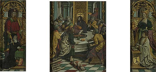 Triptych with the Last Supper and Donors, 1527, Jacob Cornelisz van Oostsanen