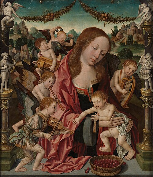 Virgin and child with angel musicians, 1510, Jacob Cornelisz van Oostsanen