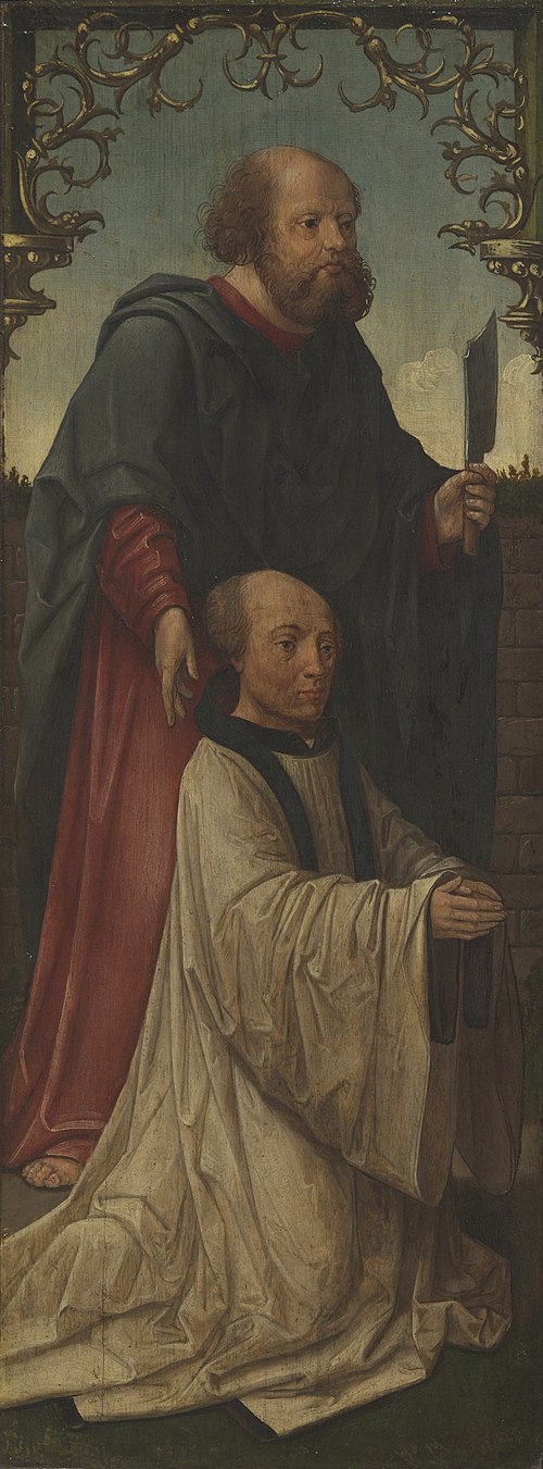 Saint Matthias (?) and a Donor; Saint Andrew (reverse), 1522, Jacob Cornelisz van Oostsanen