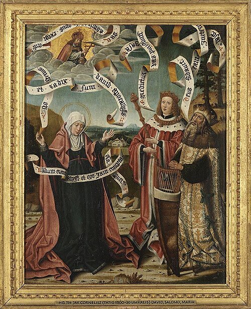 König David, Salomo und Maria Rückseite: Enthauptung Johannes d. T. (Nachfolger), , Jacob Cornelisz van Oostsanen