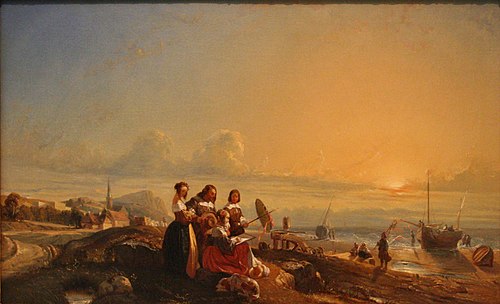 Marine, plage avec figures, 1830, Camille Roqueplan