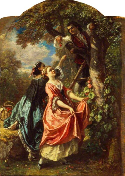 Rousseau and Mlle. Galley Gathering Cherries, 1851, Camille Roqueplan