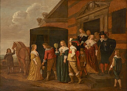 Departure of the coach, 1650, Adriaen Lucasz Fonteyn