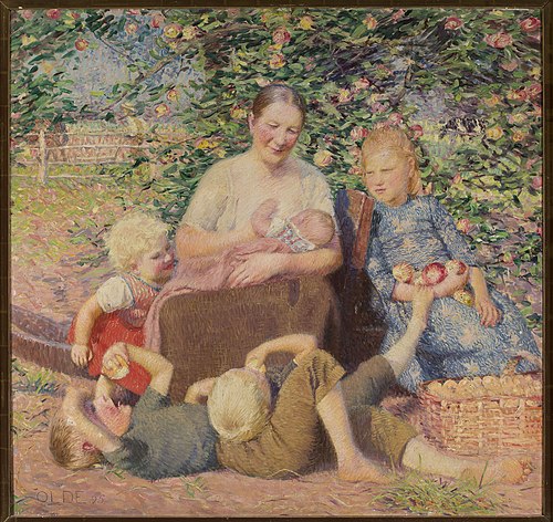 Une Femme avec des enfants sous le pommier (La Maternité)., 1895, Hans Olde