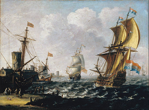 Dutch Levanters in a Rough Sea, 1686, Laureys a Castro