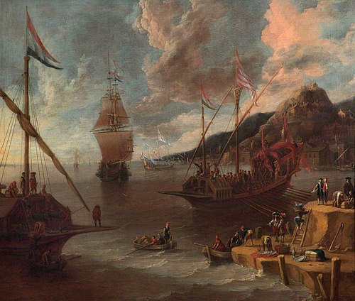 A Mediterranean harbour scene, , Laureys a Castro