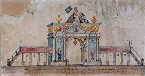 Arco Principal colocado no largo da Matriz, em Itu, por ocasião da visita de S. Majestade de D. Pedr, 1846, Miguelzinho Dutra