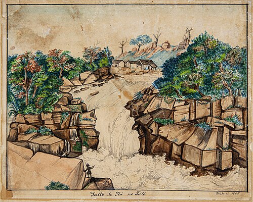 Salto de Itu, no rio Tietê, 1845, Miguelzinho Dutra