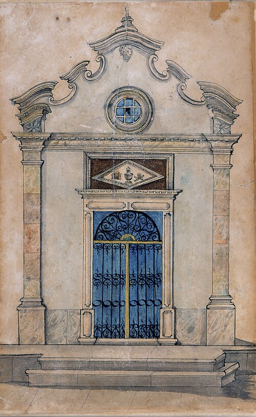 Projeto da fachada do Jazigo de Carmo - Itu, 1841, Miguelzinho Dutra