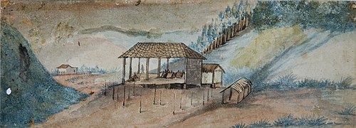 Rancho e paisagem, 1835, Miguelzinho Dutra
