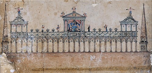 Desenho da iluminação do Quartel em São Paulo, por ocasião da chegada de S. Majestade o Imperador D., 1846, Miguelzinho Dutra