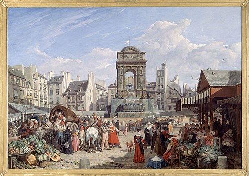 Le Marché et la fontaine des Innocents, 1822, John James Chalon