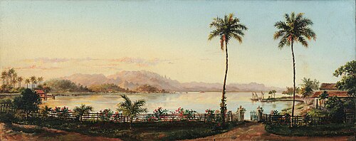 Enseada de Paquetá com Serra dos Órgãos ao fundo, 1850, Nicola Antonio Facchinetti