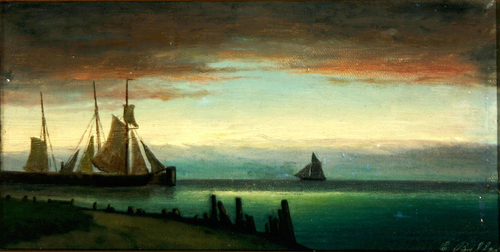 A coastal scenery at sunset., 1850, Carl Ludvig Bille