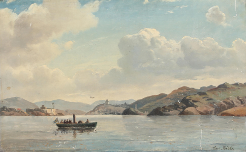 A steamboat in the Swedish archipelago., 1850, Carl Ludvig Bille